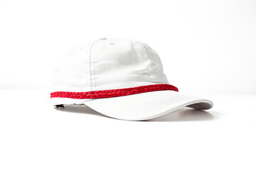 Wall Mural - White Baseball Cap with Red Trim