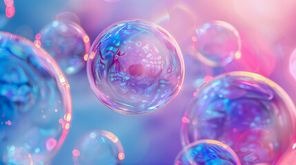 Wall Mural - iridescent soap bubbles floating in the air
