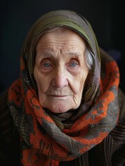 Wall Mural -  70 years old european woman in a old people shelter 