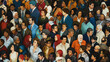 © VK Studio - A detailed illustration of a large crowd featuring people from different cultures and walks of life, highlighting diversity and inclusion.