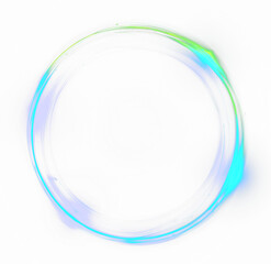 Wall Mural - Blue, teal and green Neon glowing fantasy circular glow. Round shaped radial motion swirl. Transparent background PNG. 