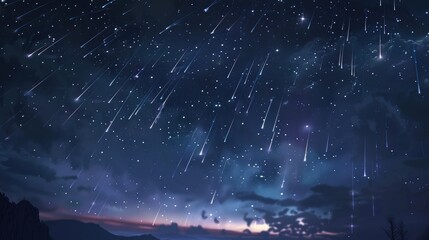 Wall Mural - meteor shower streaking across the night sky