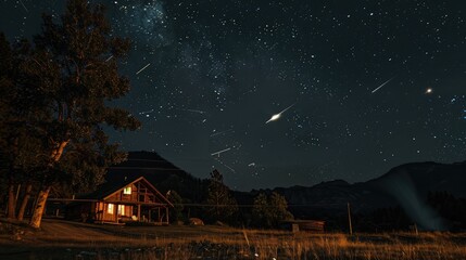 Wall Mural - meteor shower streaking across the night sky