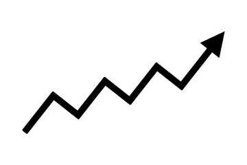 Black arrow graph line chart moving up concept of stock market business growth transparent png file