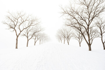 Canvas Print - Bare Trees in a Foggy Winter Landscape