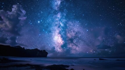 Wall Mural - the milky way galaxy seen from a remote island