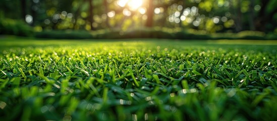 Wall Mural - Sunlight Shining Through Green Grass Blades