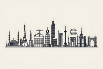 Poster - Create a series of minimalist city skylines, showcasing iconic buildings and landmarks with bold, graphic outlines.