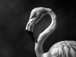 Flamingos in Black and White Photography Artistic black and white photographs of flamingos, emphasizing their textures, contrasts, and striking presence