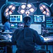© David Zarzosa - A surgeon working in a high-tech control room with multiple monitors.