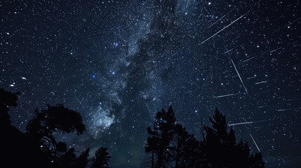 Wall Mural - meteor shower streaking across the night sky