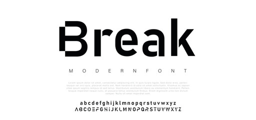 Wall Mural - Break Future font creative modern alphabet fonts. Typography colorful bold with color dot regular. vector illustrator	