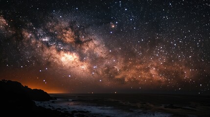 Wall Mural - the milky way galaxy seen from a remote island