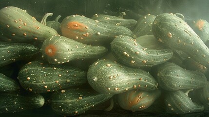 Wall Mural -   A group of zucchinis stacked on top of another pile of zucchinis