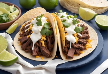 Wall Mural - Concept photo of top view of Mexican Taco, Mexican food, Mexican cuisine, spicy food