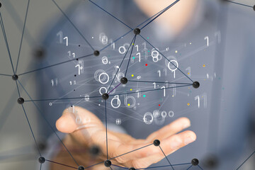 Connecting lines and dots.Big data visualization