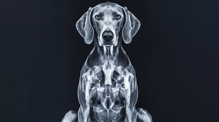 Sticker -   An X-ray image of a dog and cat sitting side-by-side against a black backdrop