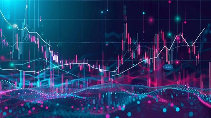 Leinwandbilder - A detailed analysis of a stock market graph with trend lines and moving averages