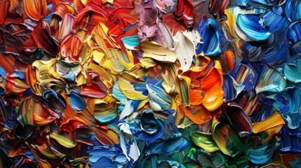 Wall Mural - An expressive and dynamic abstract painting created with colorful strokes and rich textures on canvas