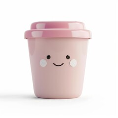 Canvas Print - A pink cup with a smiling face on it