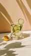 © gulka - A glass of cool water filled with cucumber slices next to a halved lemon, evoking calm and refreshing vibes.