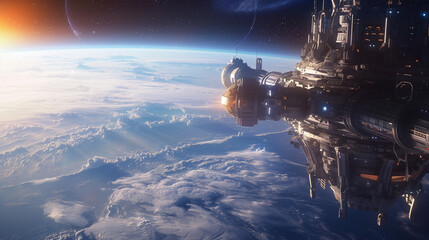 a space travel tour showing passengers in a modern spacecraft enjoying a spectacular view of earth f