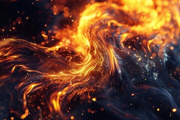 Poster - A close-up shot of a flame on a dark, black surface