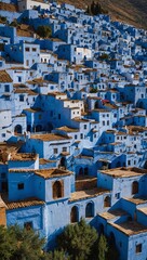 Artistic beauty of Chefchaouen's blue city square in Morocco, Africa