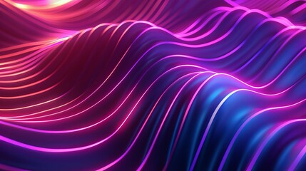 Wall Mural - Colorful 3D render depicting an abstract background with shapes glowing in the ultraviolet spectrum and curvy neon lines Represents a futuristic energy concept