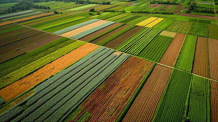 Wall Mural - Aerial view of colorful agricultural fields.