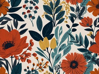 Artistic hand-drawn floral print. Contemporary collage pattern for stylish design templates