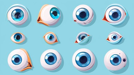 Cartoon toy eyes with safety wobbly design in flat vector style. Depicting toy parts and accessories for crafting and design projects. 