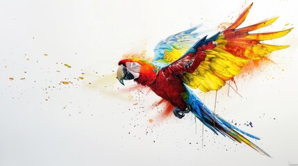 Poster - A vibrant parrot soars through the air, its feathers a kaleidoscope of colors