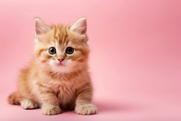  British golden chinchilla kitten on pink background