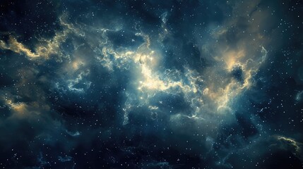 Wall Mural - Abstract Background. Cosmic Abstraction with Celestial Atmosphere in Beautiful Blue Tones