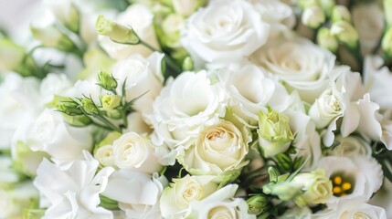 Poster - Close-up of Delicate White Roses