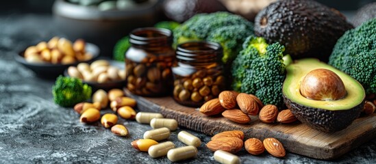 Sticker - Healthy Food Composition with Avocado, Broccoli, and Nuts