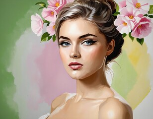 Wall Mural - Feminine Beauty in Art: Portraits of Elegance and Glamour