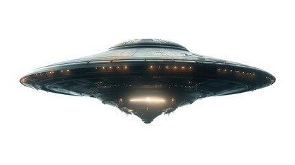 Wall Mural - a close-up shot of an extraterrestrial spacecraft soaring through the sky, with a hint of smoke and 