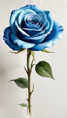 Wall Mural - blue rose on white background