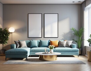 Canvas Print - modern living room with sofa