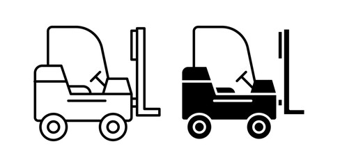 Wall Mural - forklift loader vector icon set in black color.