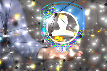 Fototapete - Cybersecurity and information or network protection. Future technology