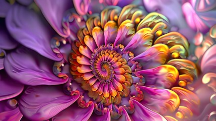 Symmetrical colorful fractal flower spiral