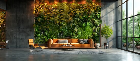 Wall Mural - Living Room with a Lush Green Wall