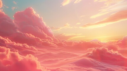 Wall Mural - Majestic Coral Cloudscape at Sunset - A Dreamy Sky Panorama