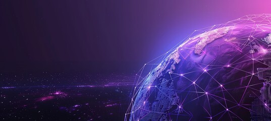 Wall Mural - world globe with connected dots symbolizing global connection, communication and network. planet ear