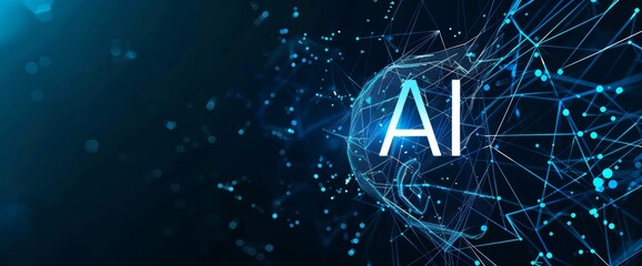 Wall Mural - ai technology on black background. futuristic, dark artificial intelligence concept with text 