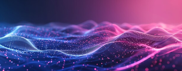 Wall Mural - abstract 3d wavy background. purple waves with liquid motion effect. modern technology and data flow