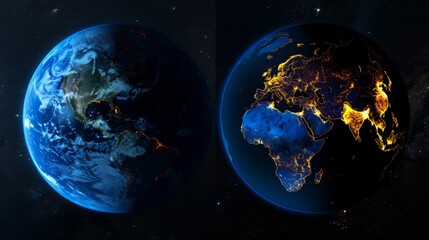 Wall Mural - Earth Day and Night by Space

Earth